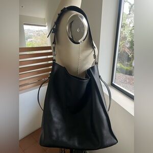 All Saints Black Leather Shoulder Bag